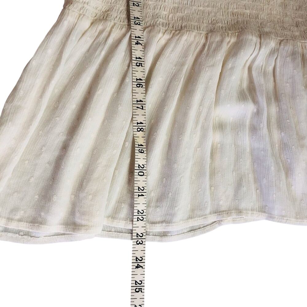 American Eagle Ivory Smocked Top Bell Sleeves Boho inspired Gauzy Dotted Swiss - Picture 12 of 16